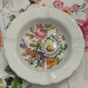 Limoges White Porcelain Dish with Floral Accent
